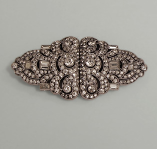 Brosche / 2 Kleiderclips___Silber Strass___1930 