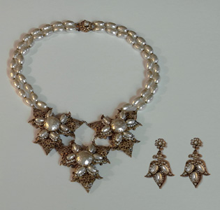 Collier Ohrclips___modische Barockperlen___1950___Haskell 