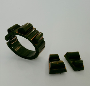Armspange Kleiderclips___Galalith Messing___1930